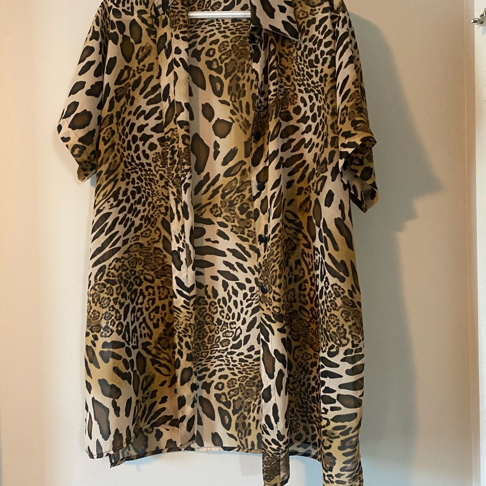 Leopard Print Button-Up Shirt